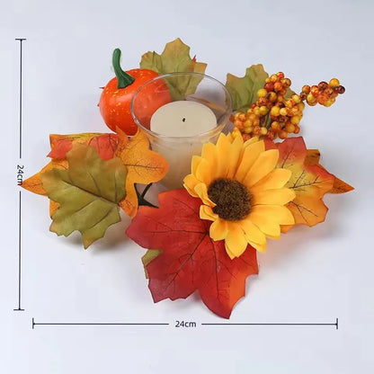 Artificial Maple Leaf Wreath Berry Pumpkin Wreath