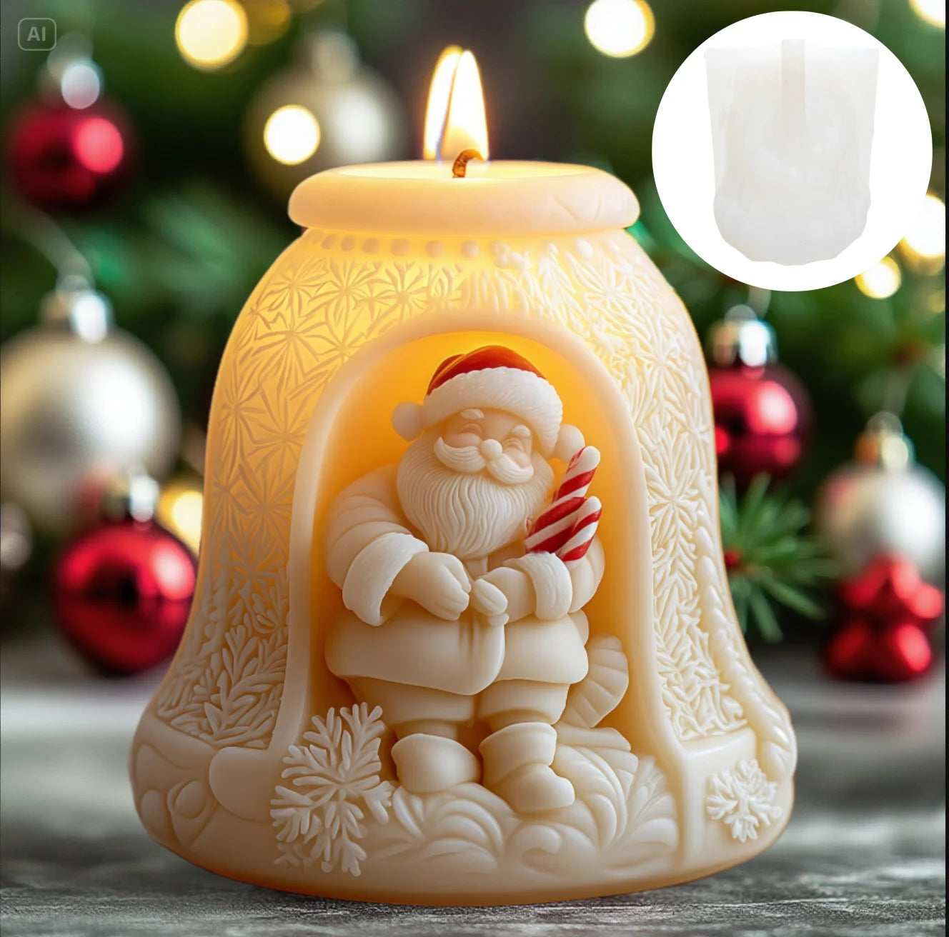 Santa Claus carrying gift relief cylindrical candle silicone