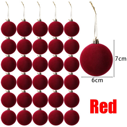 6cm Wine Red Velvet Christmas Balls for Xmas Tree