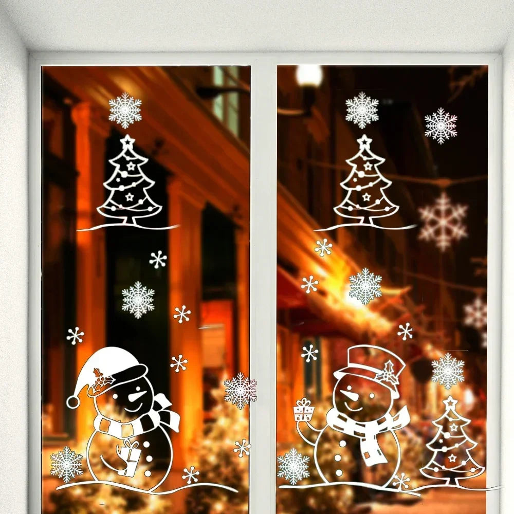 Christmas Santa Claus Snowflake Glass Windows