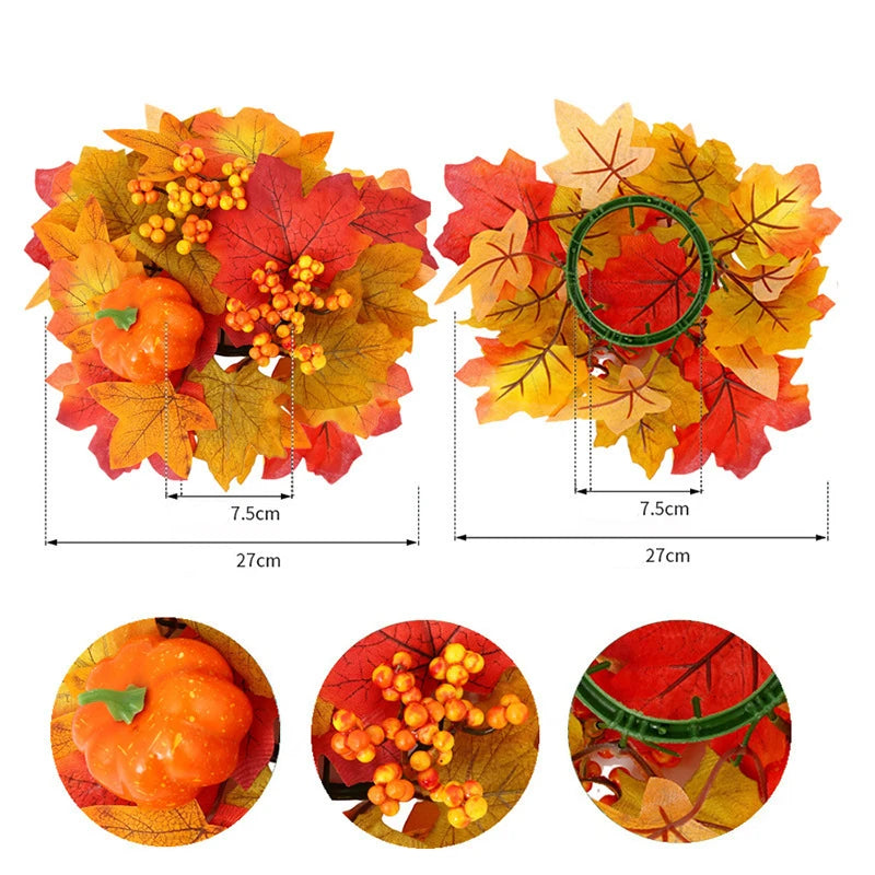 Artificial Maple Leaf Wreath Berry Pumpkin Wreath