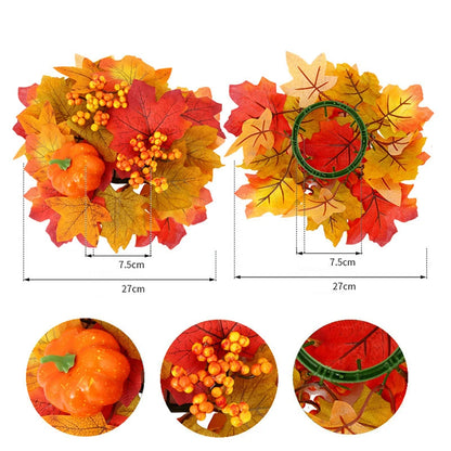 Artificial Maple Leaf Wreath Berry Pumpkin Wreath