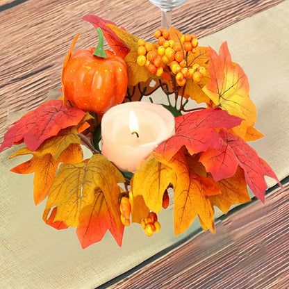 Artificial Maple Leaf Wreath Berry Pumpkin Wreath