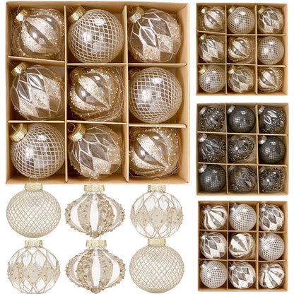 Clear Christmas Balls Ornaments Set 9Pcs 3.15