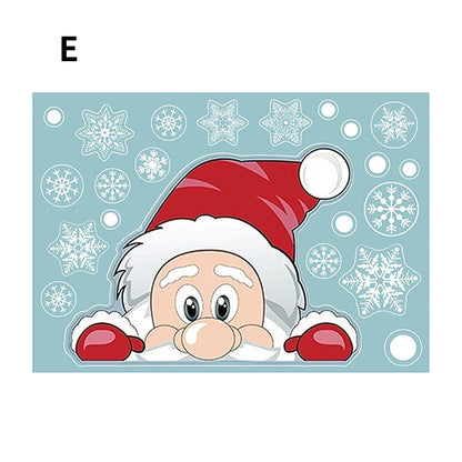 Christmas Window Glass Decal Santa Claus Snowflake