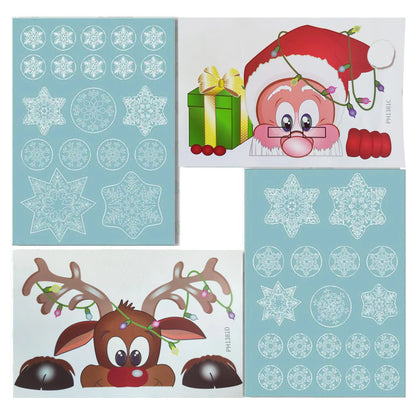 Christmas Window Glass Decal Santa Claus Snowflake