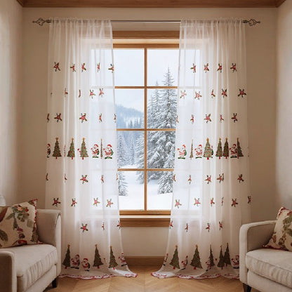 New American Christmas Curtain Christmas Tree Embroidery
