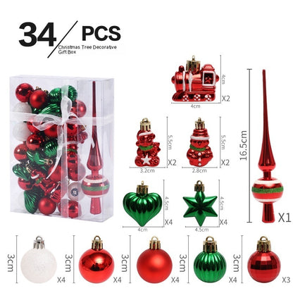 Christmas Decorations Ball 34 Pieces Set Christmas Tree Pendant