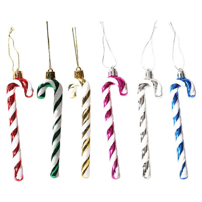 Christmas Tree Decoration Plastic Cane 6 Pieces