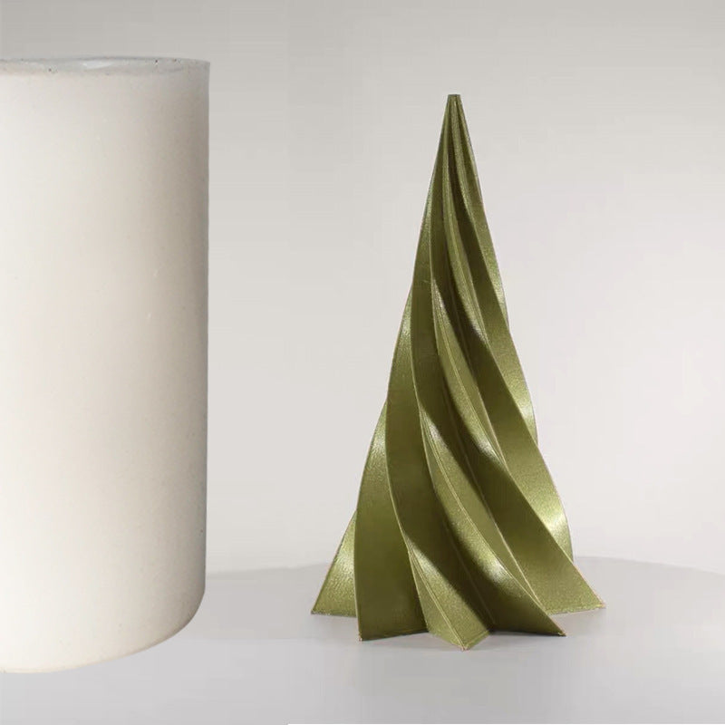 Luxury Christmas Spiral Christmas Tree Aromatherapy Candle Silicone Mold Cone Christmas Tree Epoxy Plaster
