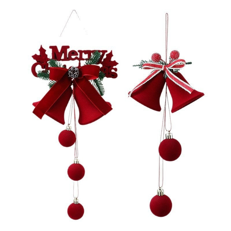 Two Christmas decorations with red bows and balls on a white background