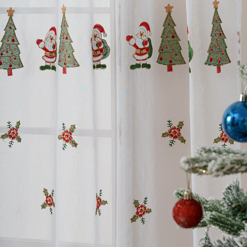 New American Christmas Curtain Christmas Tree Embroidery