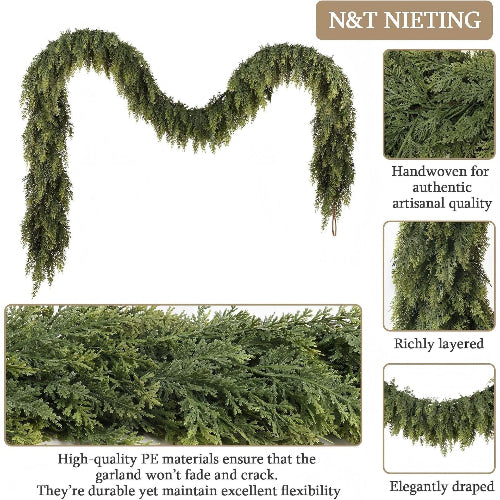 Artificial greenery garland with detailed features and N&T NIETING branding.